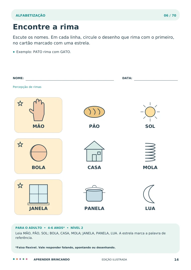 Atividade Encontre a rima na versão colorida